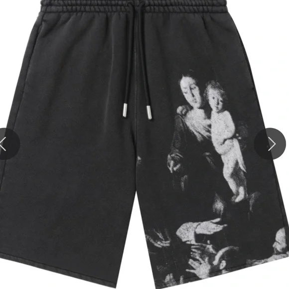 Off-White Black Graphic “Mary” Skater Track Shorts - Men’s XS - 9”
